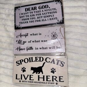 ONE Inspirational Wooden Wall Sign -Prayer & Cat Quotes